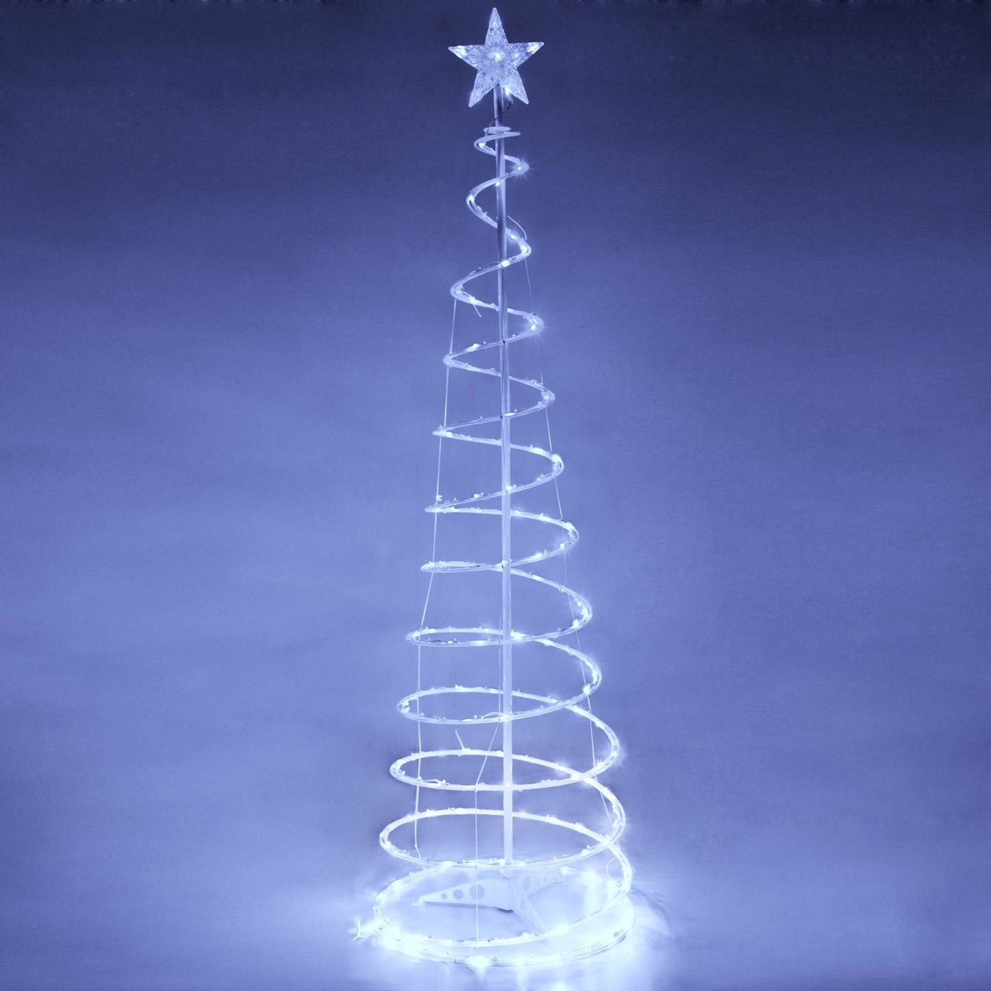 Arbre de Noël en spirale lumineux de 5 pieds avec 182 LED blanc froid - Décor extérieur à piles pour les fêtes 2024