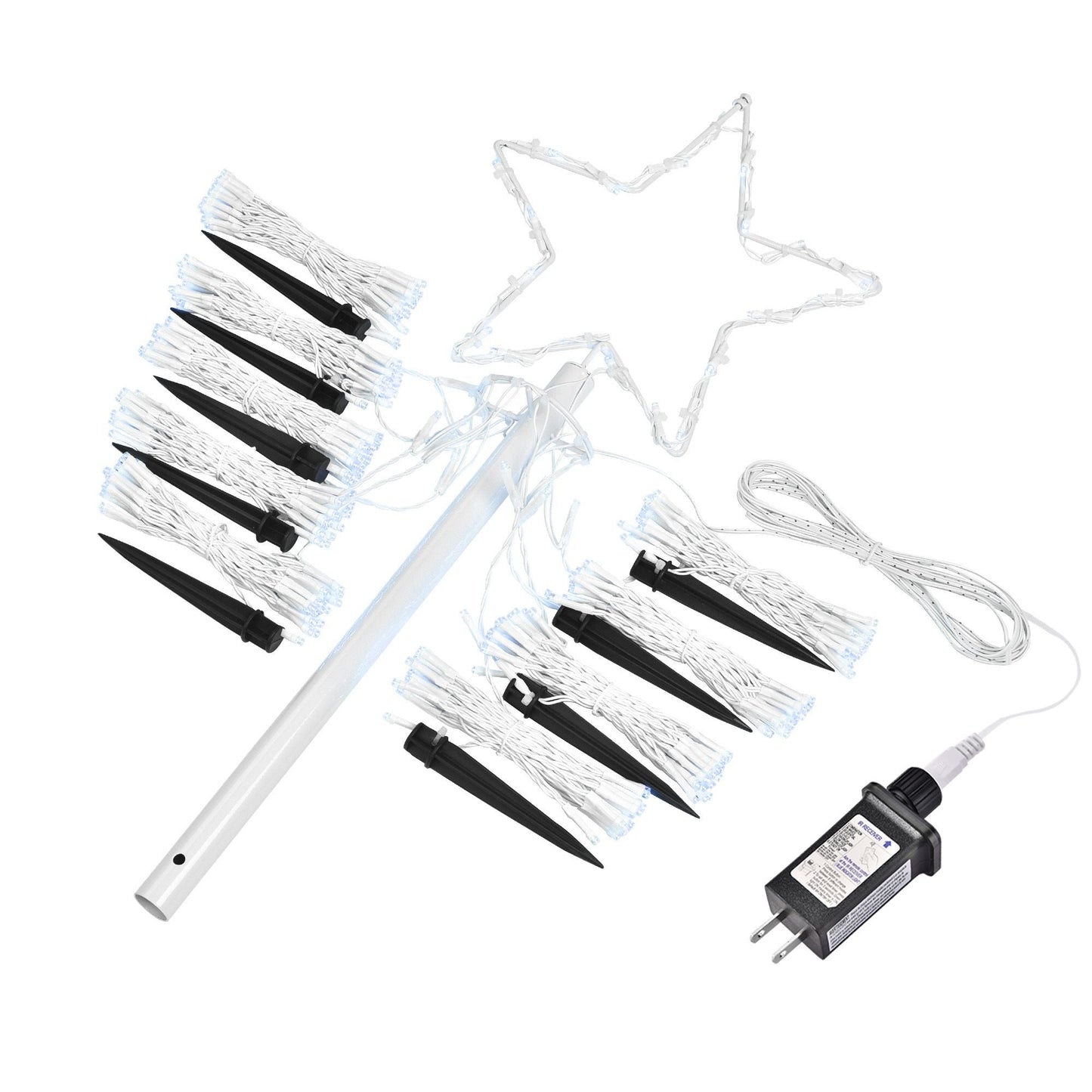 Arbre en cône de Noël spiral lumineux LED de 12 pieds avec étoile en sommet - 8 modes et luminosité réglable pour la décoration des fêtes 2024