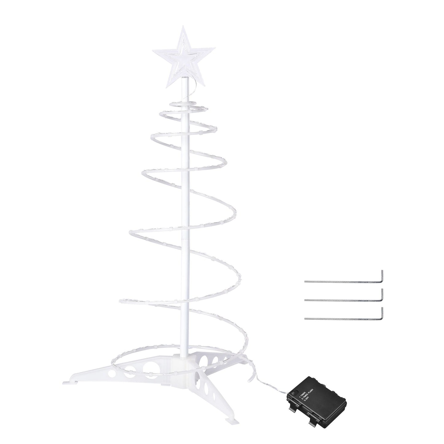 Arbre de Noël spiral lumineux de 2 pieds avec LEDs blanc chaud - Décor festif fonctionnant sur batterie pour les fêtes 2024