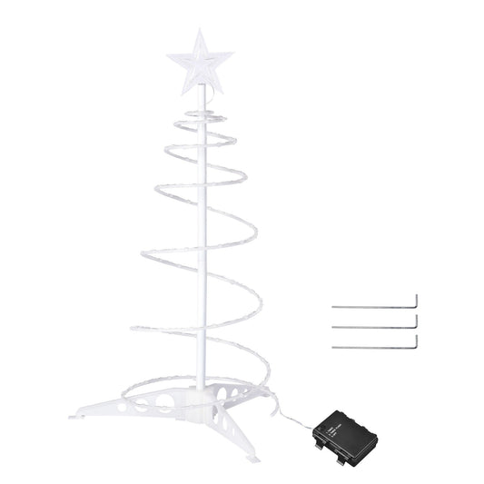 Arbre de Noël spiral lumineux de 2 pieds avec LEDs blanc chaud - Décor festif fonctionnant sur batterie pour les fêtes 2024