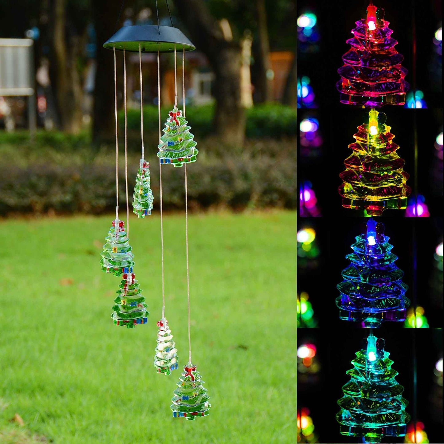 Cloches de vent solaires LED pour arbre de Noël