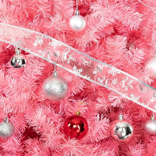 Arbre de Noël en pin rose non éclairé de 6 pieds - Décor de fête plein et luxuriant avec 1000 pointes de branches, parfait pour les célébrations à domicile et au bureau 2024