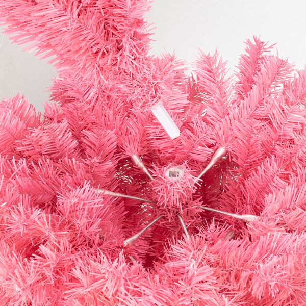 Arbre de Noël en pin rose non éclairé de 6 pieds - Décor de fête plein et luxuriant avec 1000 pointes de branches, parfait pour les célébrations à domicile et au bureau 2024