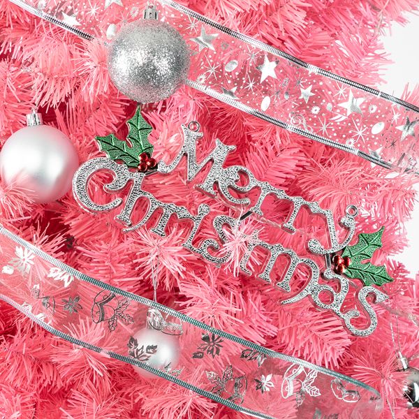Arbre de Noël en pin rose non éclairé de 6 pieds - Décor de fête plein et luxuriant avec 1000 pointes de branches, parfait pour les célébrations à domicile et au bureau 2024