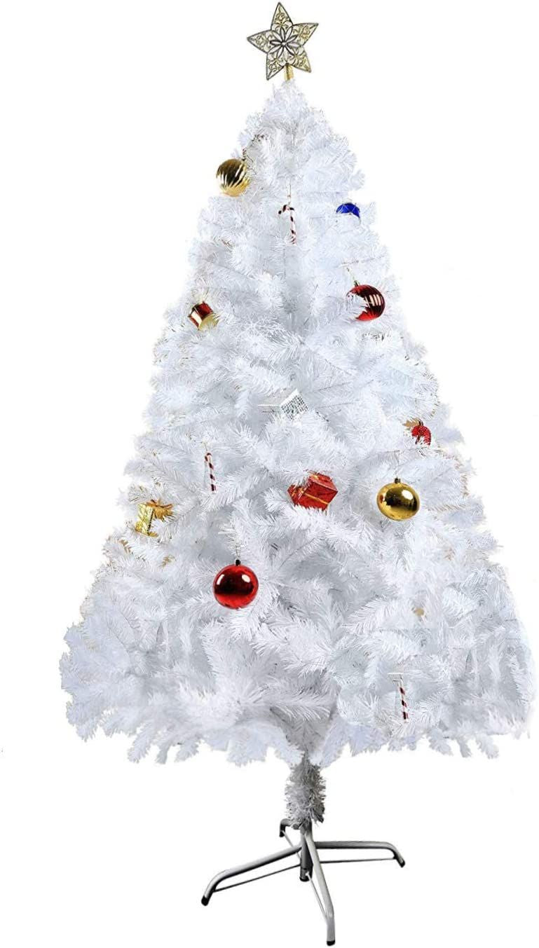 Arbre de Noël artificiel en épinette premium non éclairé de 5 pieds avec support en métal - Parfaite décoration de fête pour 2024