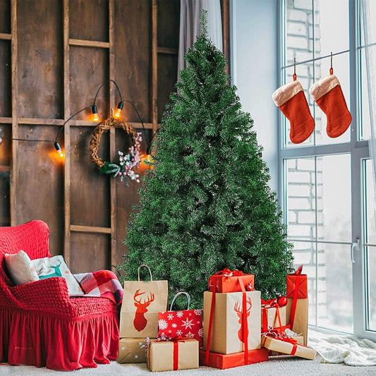 Arbre de Noël en métal vert amélioré de 2,1 m – Décor de vacances réaliste avec cadeaux décoratifs, parfait pour Noël 2024
