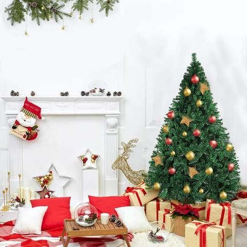 Arbre de Noël en PVC premium de 6 pi - Décor vert luxuriant avec support en métal, parfait pour la décoration de maison festive 2024