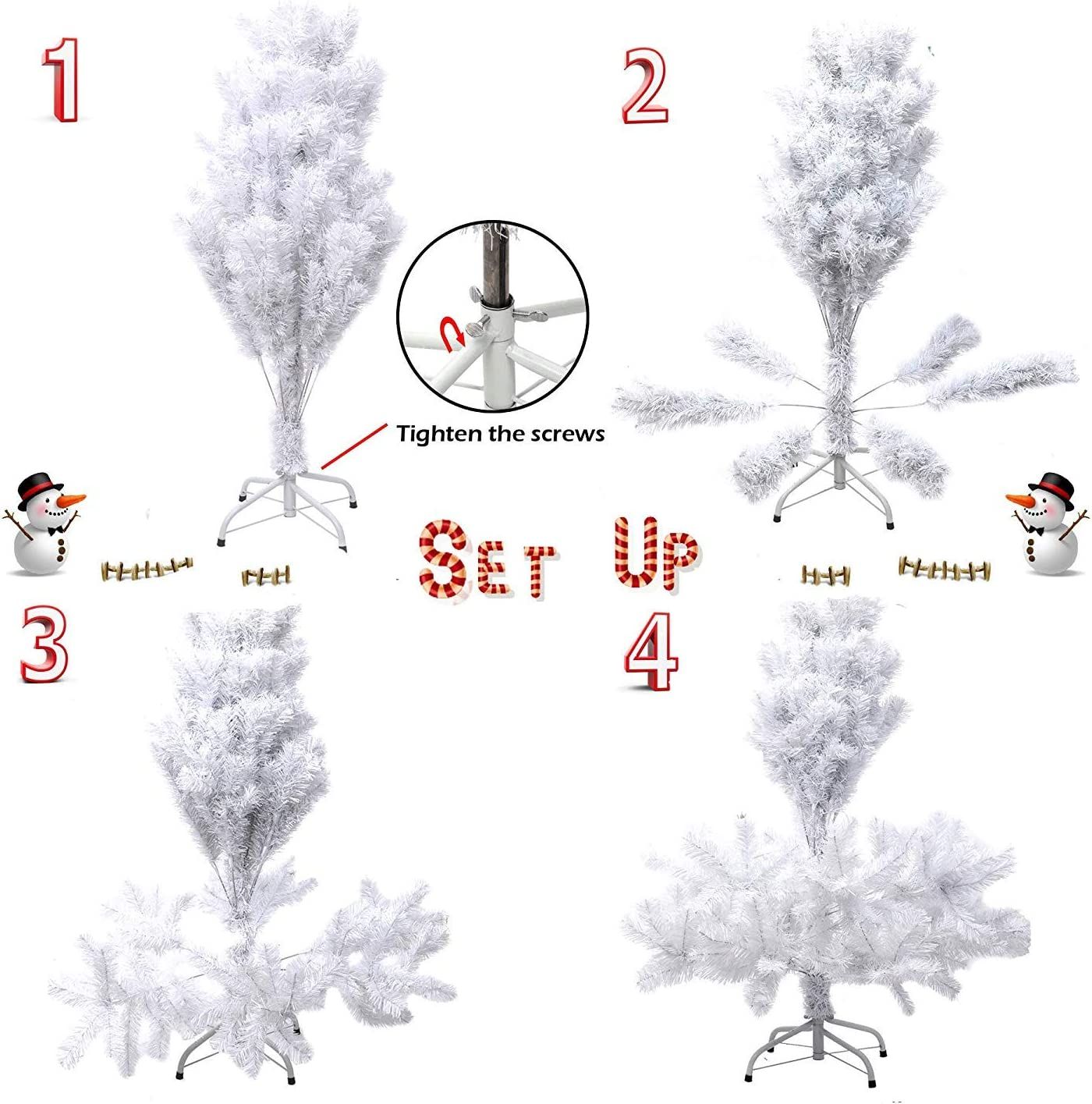 Arbre de Noël artificiel en épinette premium non éclairé de 5 pieds avec support en métal - Parfaite décoration de fête pour 2024