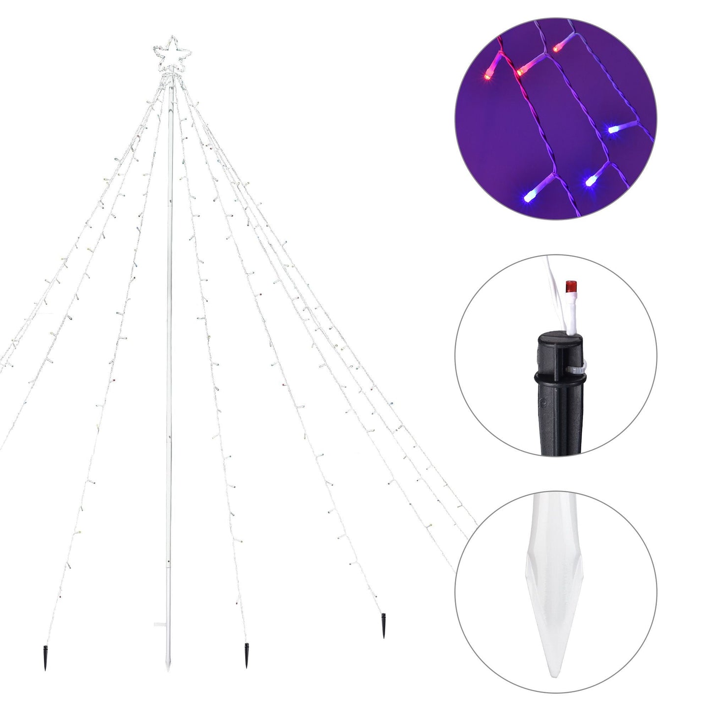9 pi arbres en cône de Noël LED/RGBY