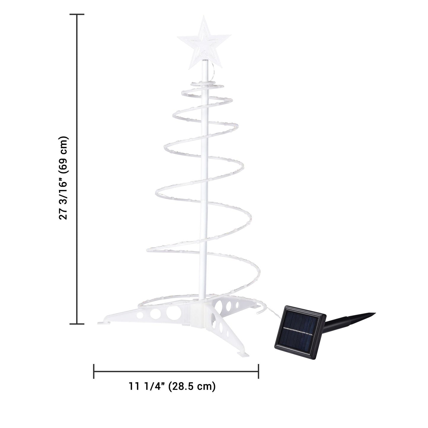 Arbre de Noël LED lumineux alimenté par solaire de 2 pieds avec modes scintillant et fixe - Décor de vacances parfait pour une utilisation intérieure et extérieure 2024