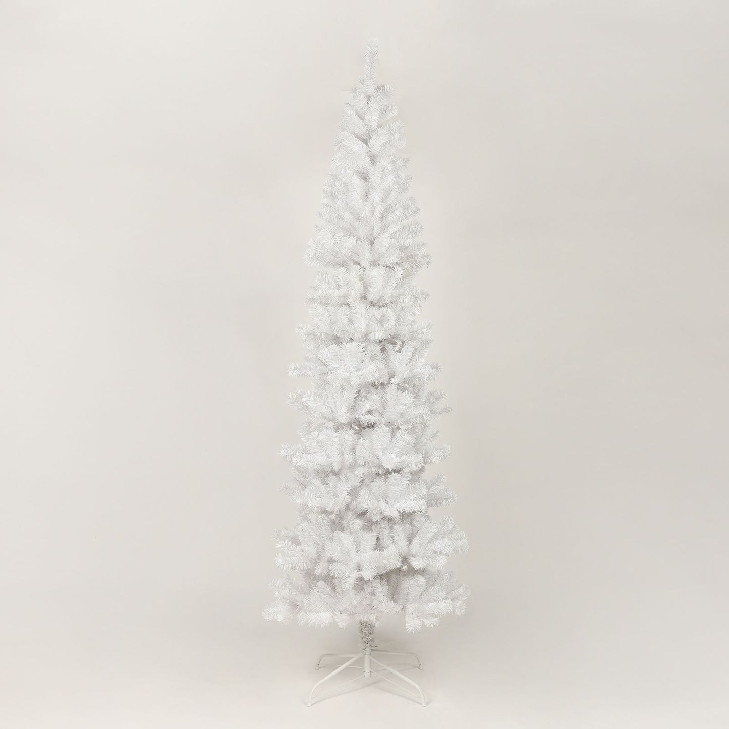 Arbre de Noël artificiel mince blanc de 7,5 pieds avec support en métal pliable – Parfait pour les petits espaces et la décoration des fêtes 2024