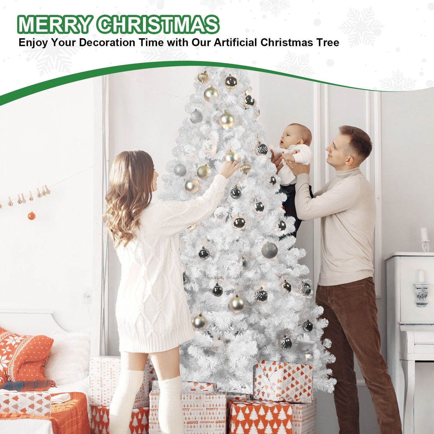 Arbre de Noël artificiel écologique ignifuge de 4 pieds - Décor de vacances en PVC pelucheux pour petits espaces, Noël 2024