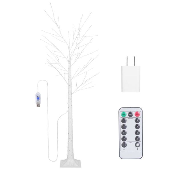 Arbre de bouleau lumineux Arbre en branches de bouleau blanc artificiel avec 8 modes d'éclairage blanc chaud pour décoration de maison de mariage, fête, Noël, festival.