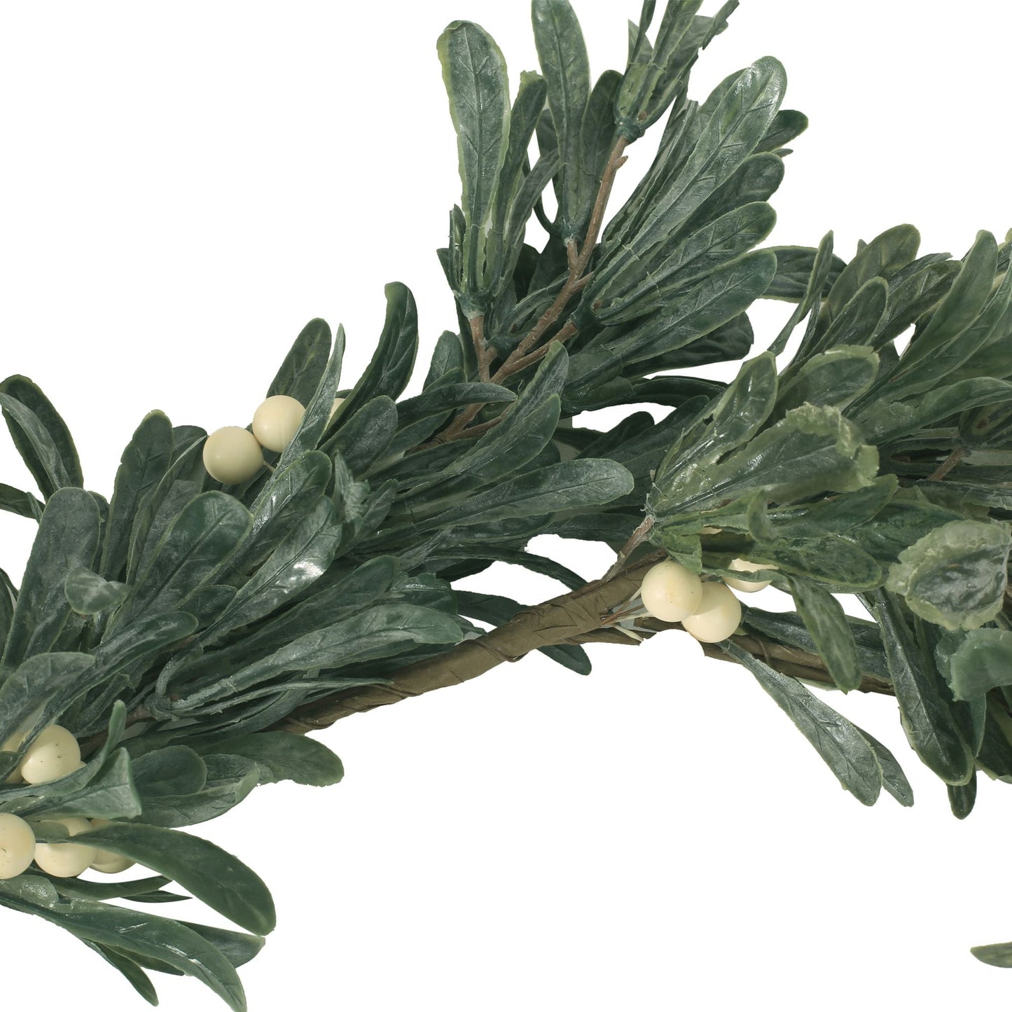 54" Guirlande d'hiver Snowberry Green – Feuillage naturel avec des baies blanches, parfait pour la décoration intérieure, Noël 2024