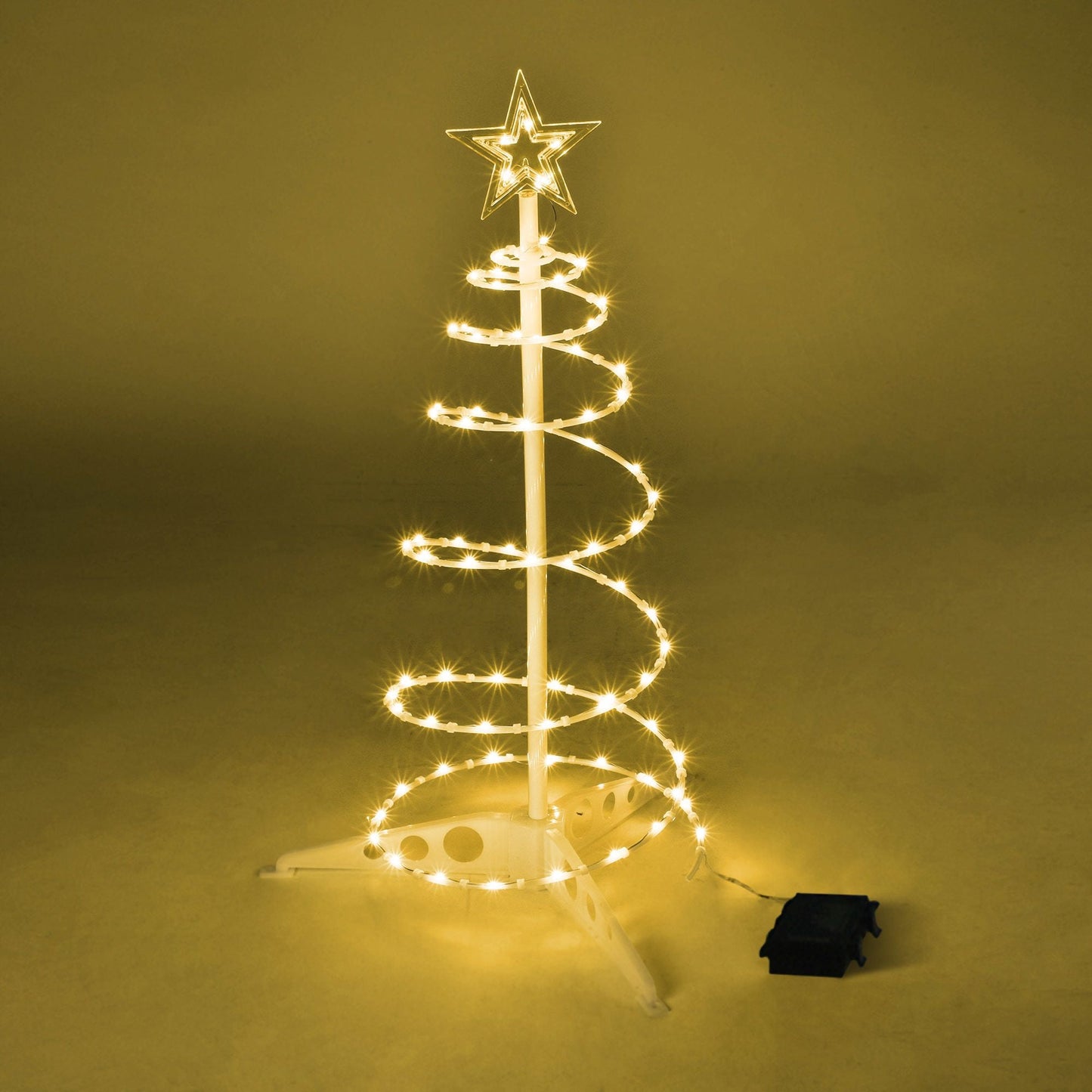 Arbre de Noël spiral lumineux de 2 pieds avec LEDs blanc chaud - Décor festif fonctionnant sur batterie pour les fêtes 2024