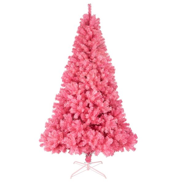 Arbre de Noël en pin rose non éclairé de 6 pieds - Décor de fête plein et luxuriant avec 1000 pointes de branches, parfait pour les célébrations à domicile et au bureau 2024