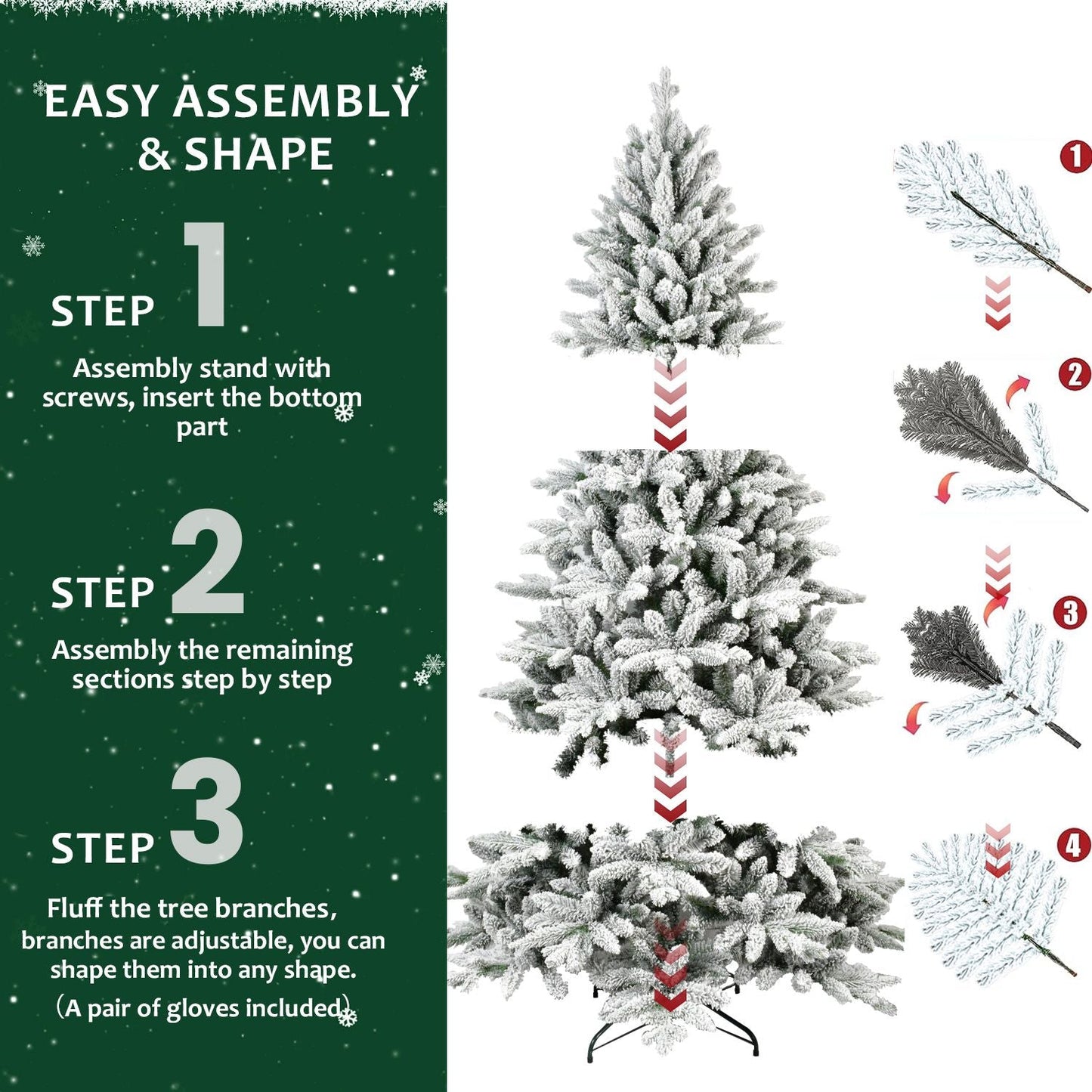Arbre de Noël à charnières enneigé de 5 pieds - PVC ignifuge écologique, montage et rangement faciles pour la décoration des fêtes 2024