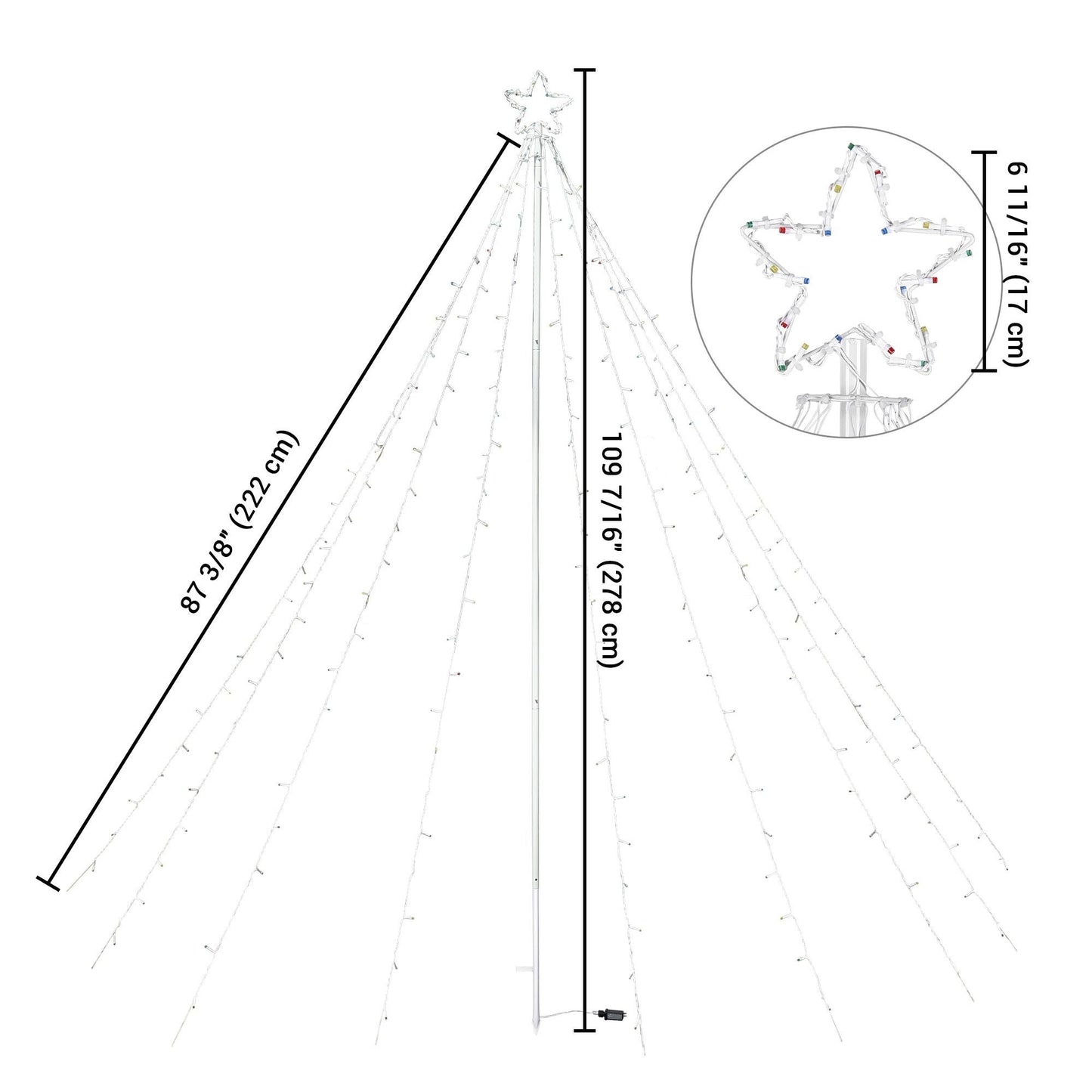 9 pi arbres en cône de Noël LED/RGBY