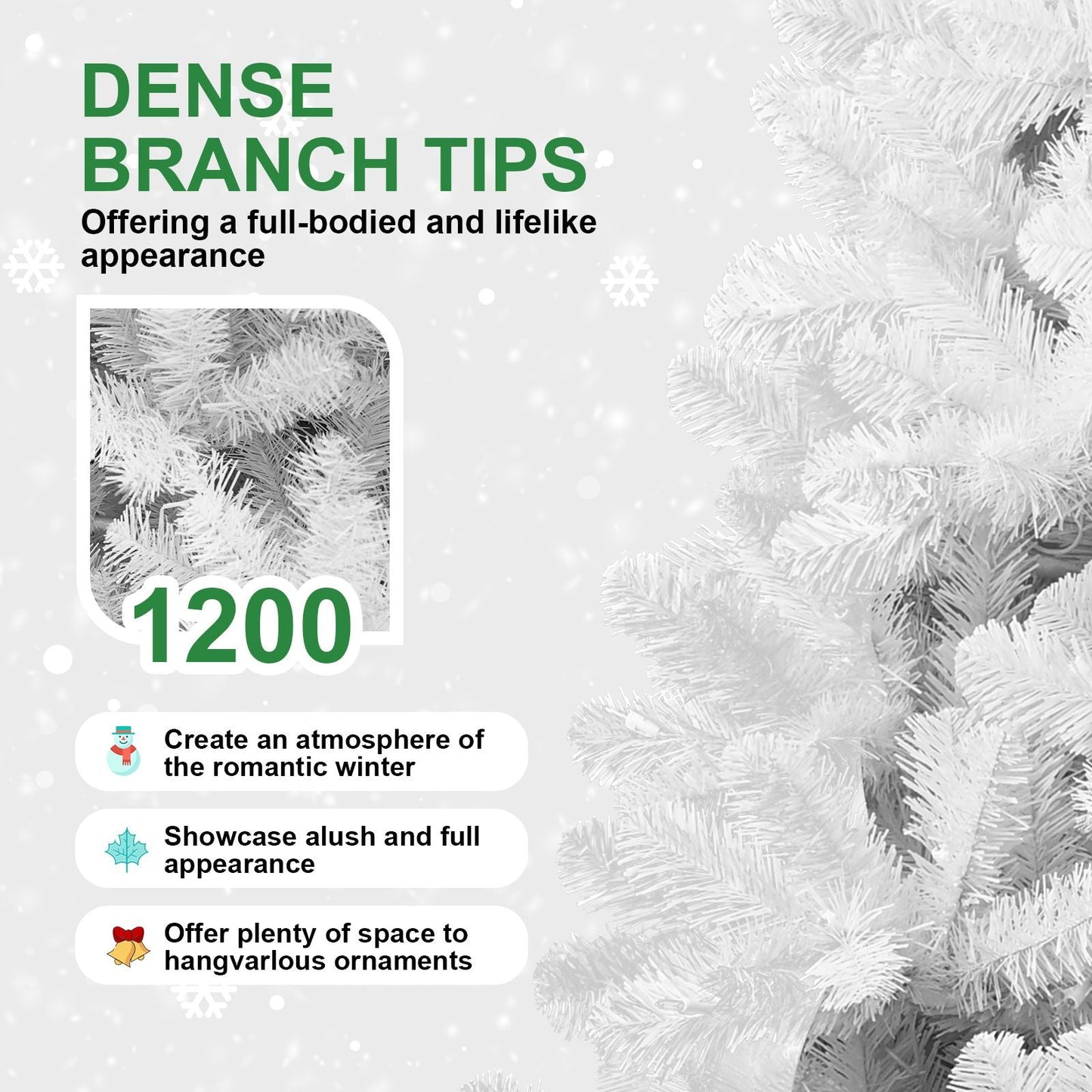 Arbre de Noël blanc écologique de 5 pieds - PVC ignifuge, montage facile et design duveteux pour la décoration des fêtes 2024