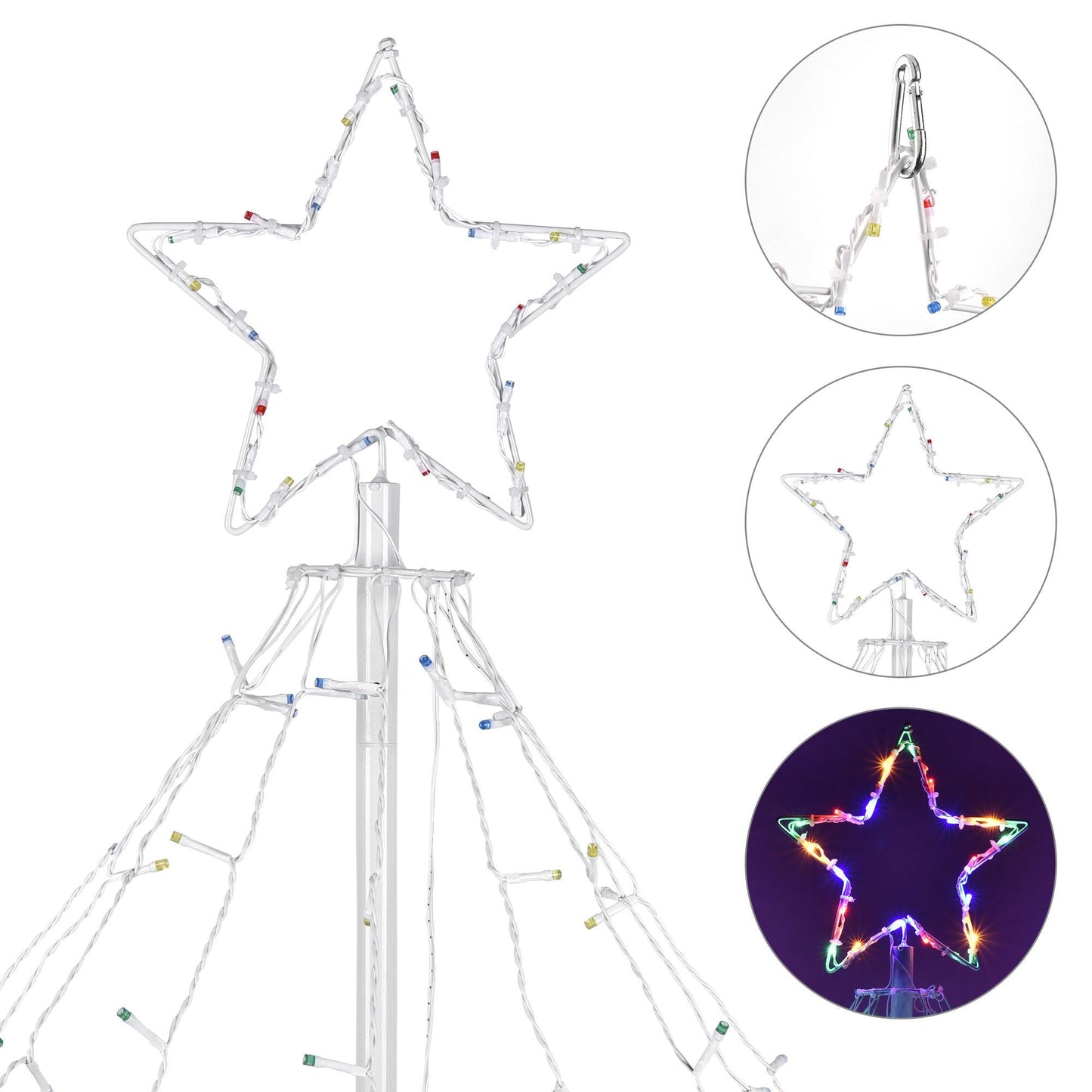 12FT Arbre en cône lumineux de Noël en spirale/RGBY
