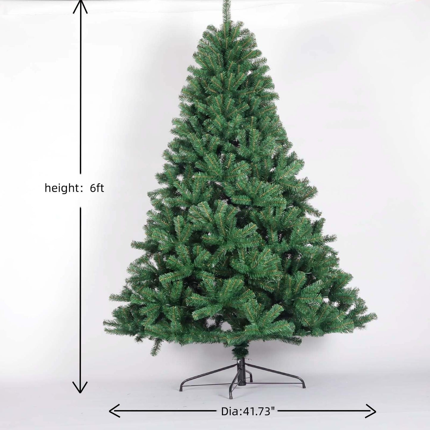 Arbre de Noël en PVC épicéa non éclairé de 6 pieds - Sapin vert complet avec support en métal pliable pour une décoration de vacances personnalisée