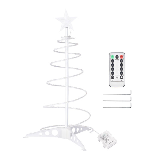 Arbre de Noël spiral lumineux LED de 2 pieds avec pointe en étoile - Lumières blanches froides et 8 modes pour la décoration des fêtes 2024