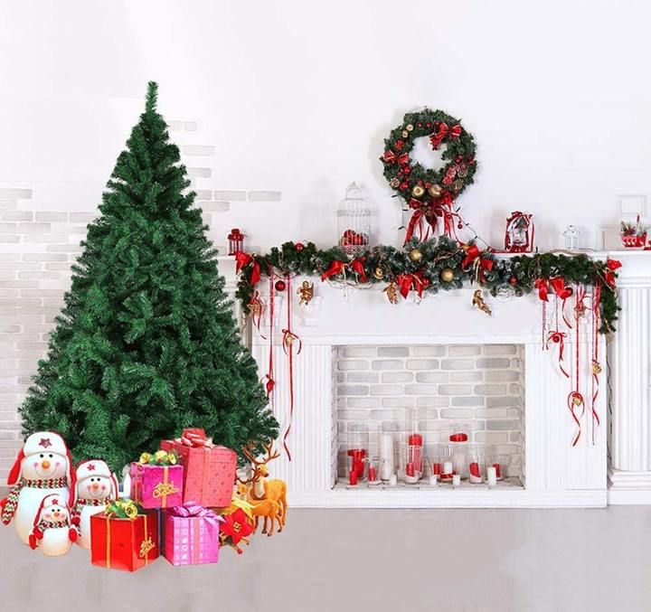 Arbre de Noël en PVC premium de 6 pi - Décor vert luxuriant avec support en métal, parfait pour la décoration de maison festive 2024