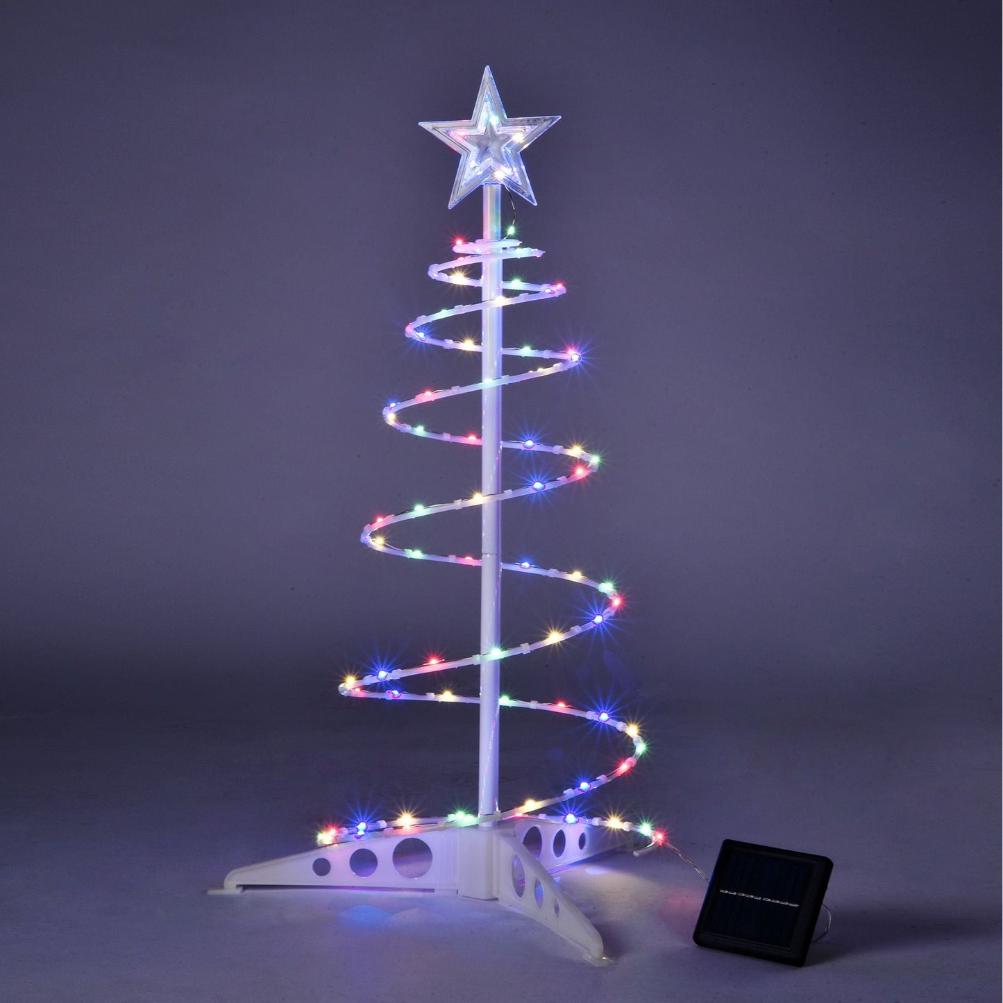 Arbre de Noël LED lumineux alimenté par solaire de 2 pieds avec modes scintillant et fixe - Décor de vacances parfait pour une utilisation intérieure et extérieure 2024