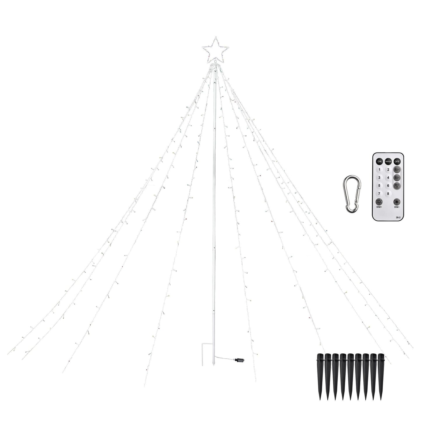 12FT Arbre en cône lumineux de Noël en spirale/RGBY