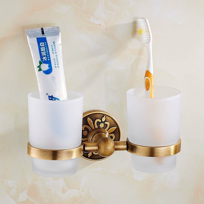 Ensemble de quincaillerie de salle de bain en bronze antique – Porte-serviettes, porte-papier toilette, porte-brosse | Accessoires de bain en aluminium gain de place