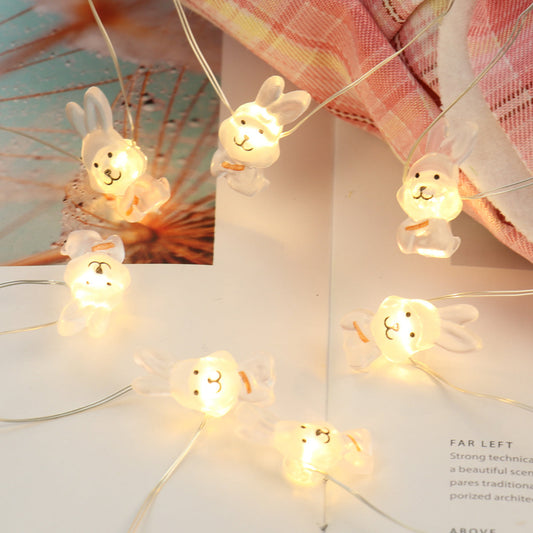 Lapin de Pâques blanc Lumières décoratives imperméables