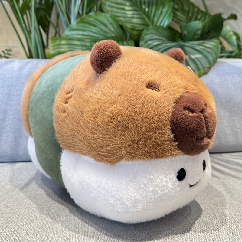 Coussin d'anniversaire en peluche Capybara Frites et Sushi Cadeau Poupée Capybara