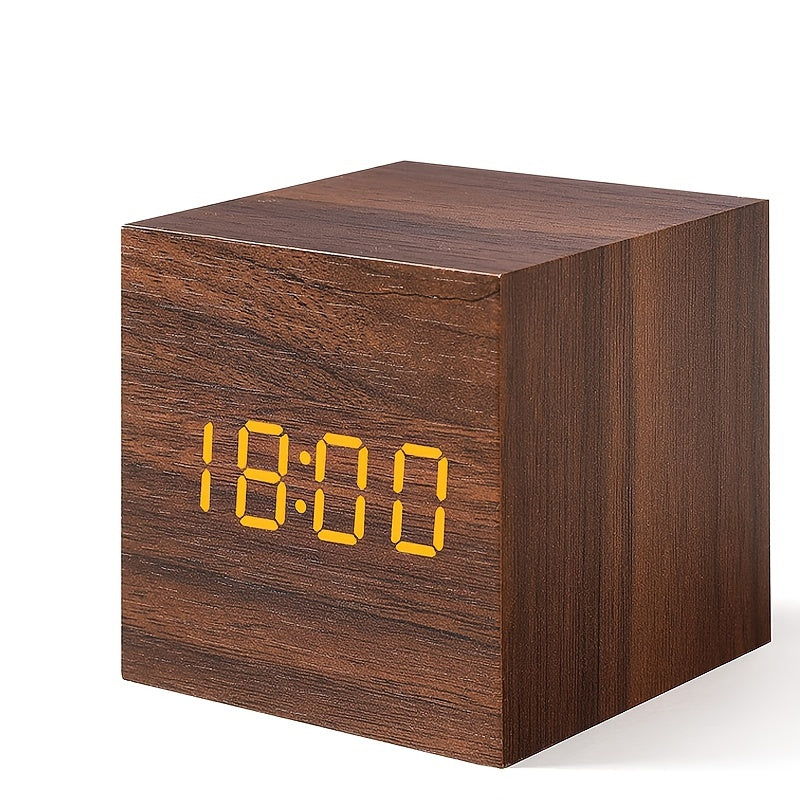 WoodTime Horloge – Réveil en Bois Élégant avec Affichage LED