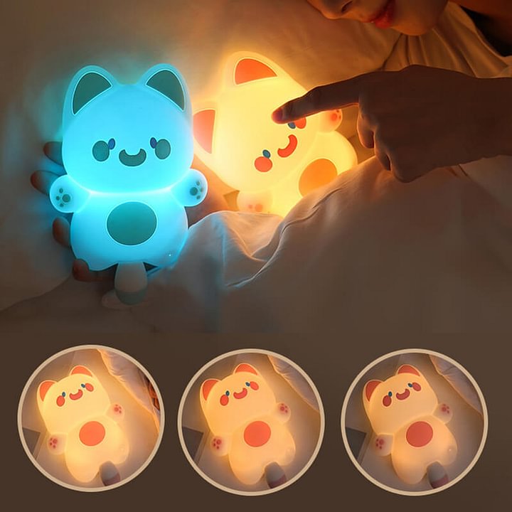 Quietsilicone Doodle Cat Lampe de Nuit LED - Cadeau Parfait pour Enfants et Filles