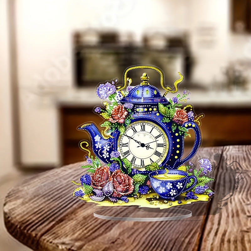 DecoClock - Horloge Théière Acrylique Élégante