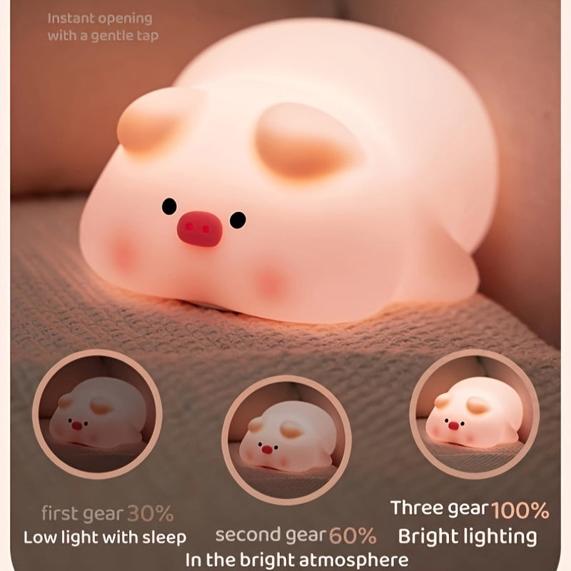 PiggyGlow – Jolie Lampe de Nuit LED Rose pour Enfants