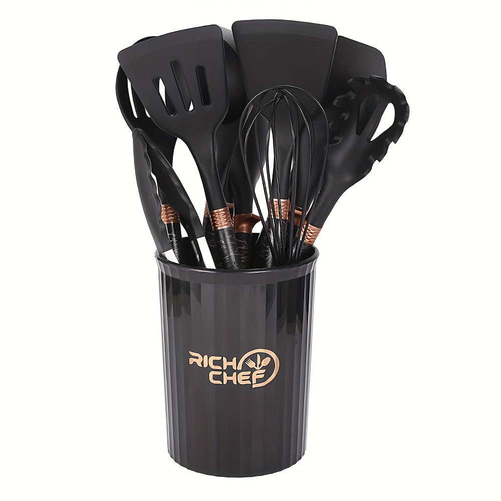Premium Cooking - Plaisir de cuisiner avec le lot d'ustensiles de cuisine en silicone élégant