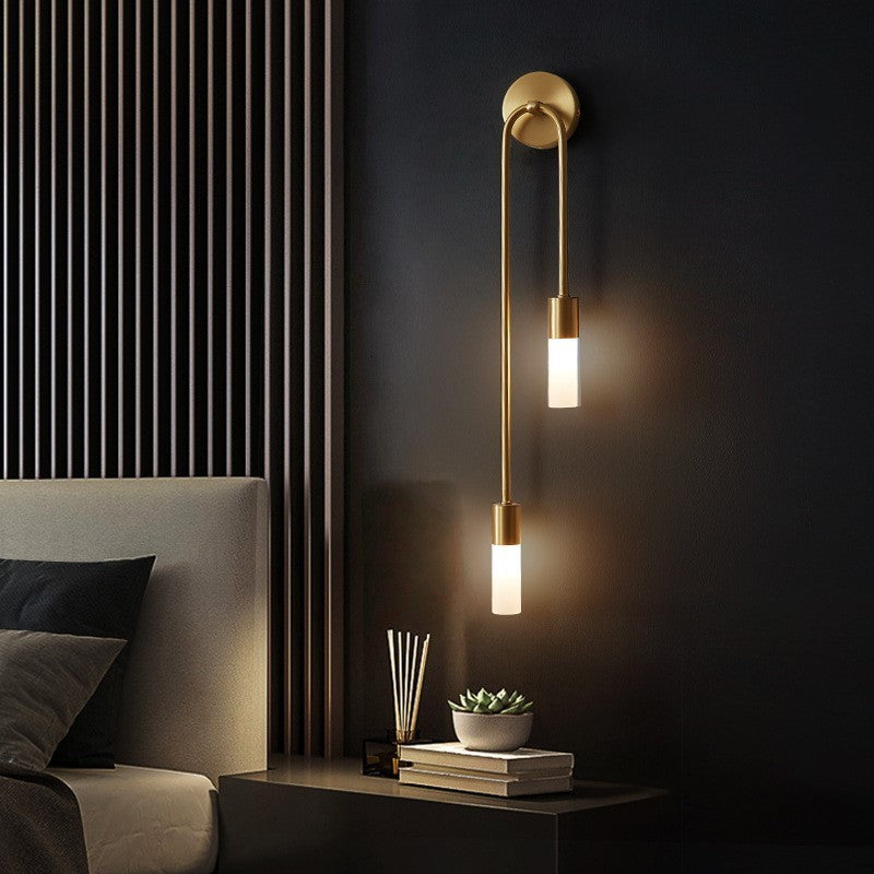 Lampe murale LED moderne Meza, 2 lumières, tige, or, salon