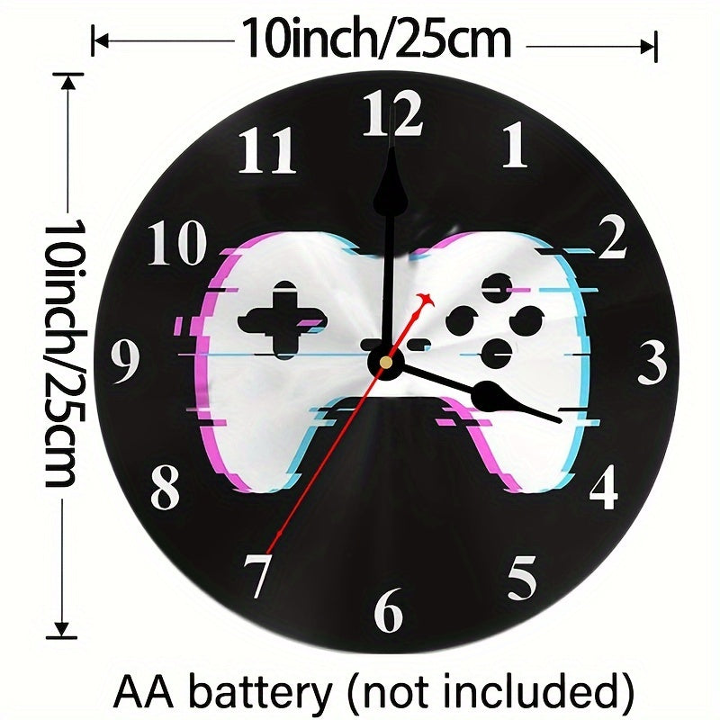 Horloge murale Floroux pour gamer - Horloge en bois avec batterie, 25,4 cm