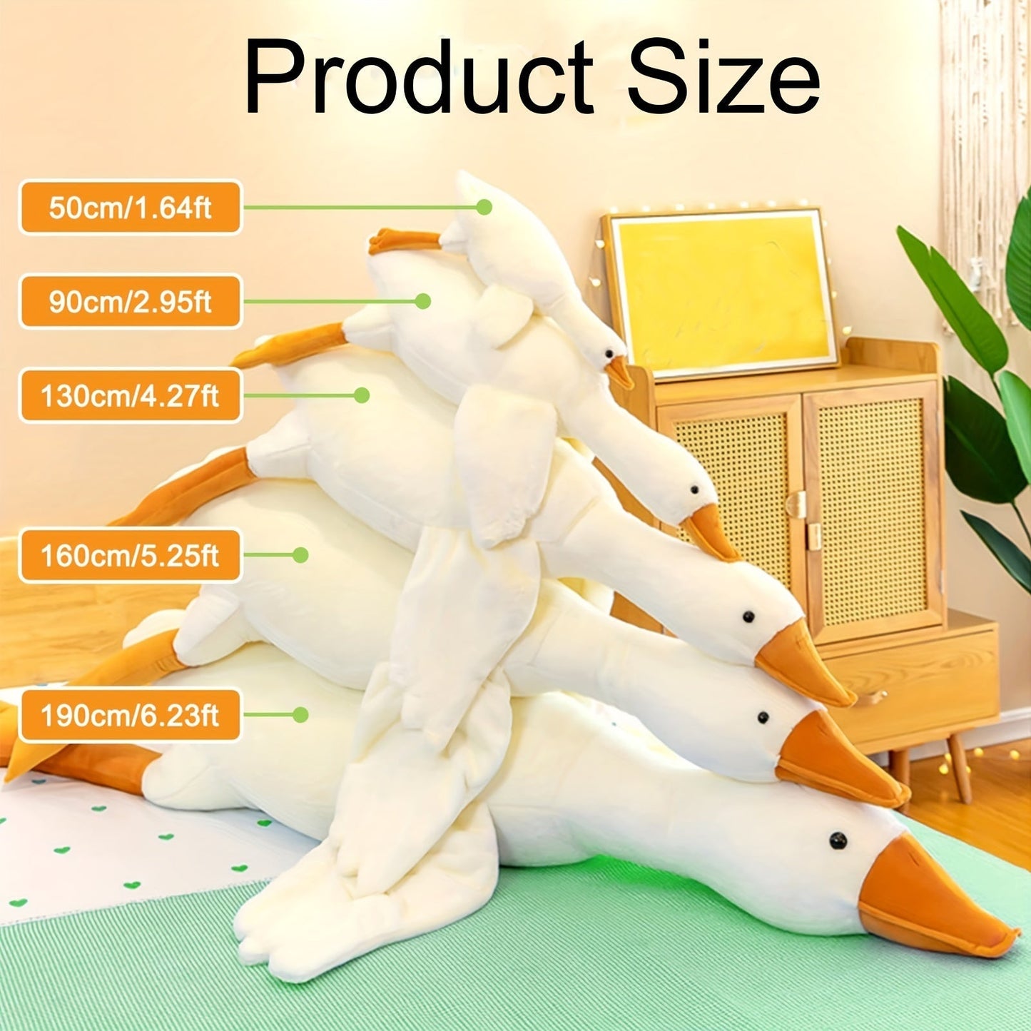 Peluche Douce Canard Blanc - Grande Peluche Cygne Oie, Tapis en Peluche Fluffy pour la Chambre des Enfants et la Décoration Intérieure