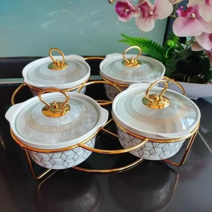 4Pcs Réchauds/Plat de service avec support