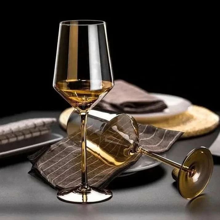 6pc Verres à vin dorés