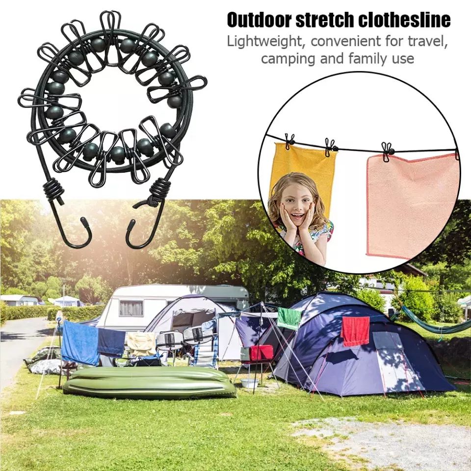 Ligne à linge portable résistant au vent extensible
