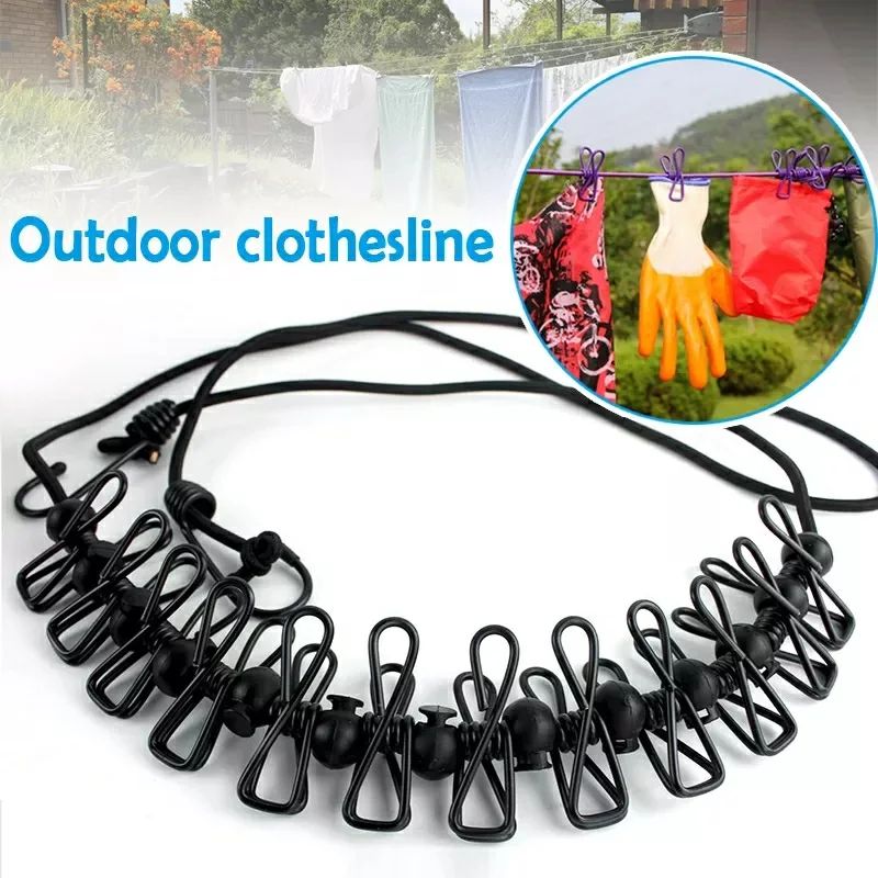 Ligne à linge portable résistant au vent extensible