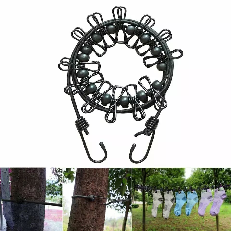 Ligne à linge portable résistant au vent extensible