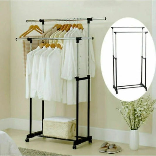 Porte-manteau double pôle en acier inoxydable
