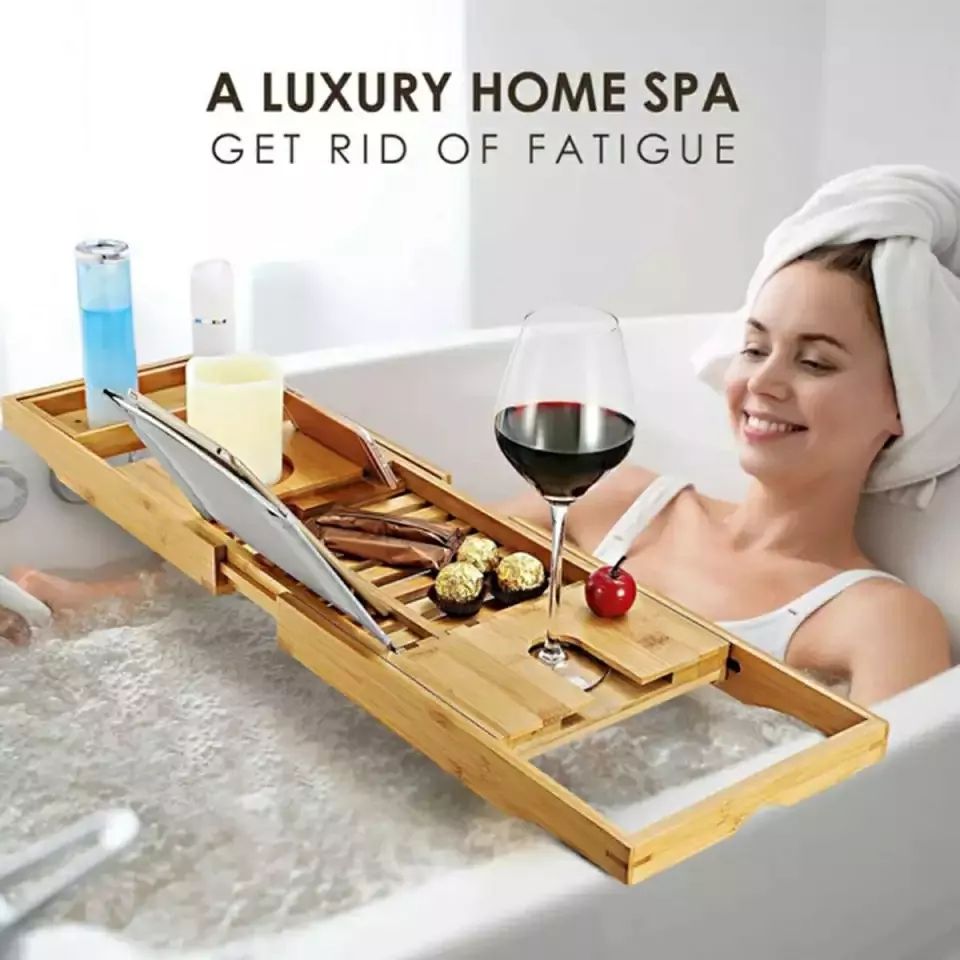 Plateau de baignoire en bambou