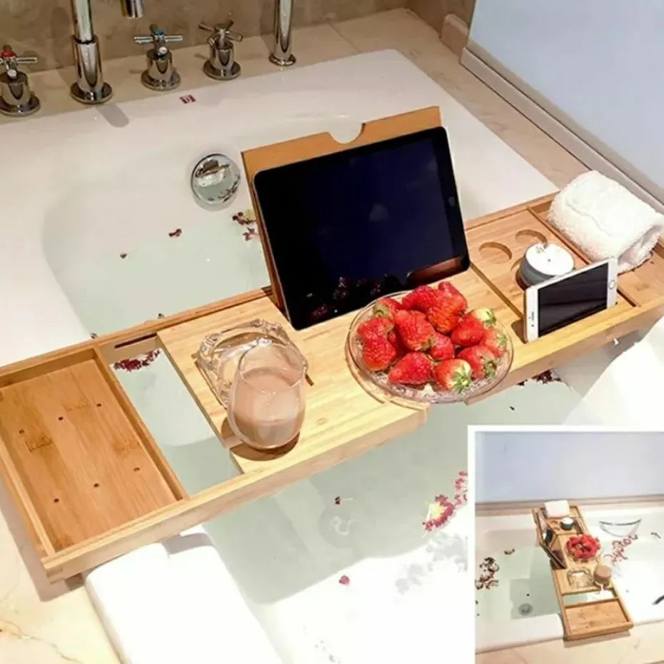 Plateau de baignoire en bambou