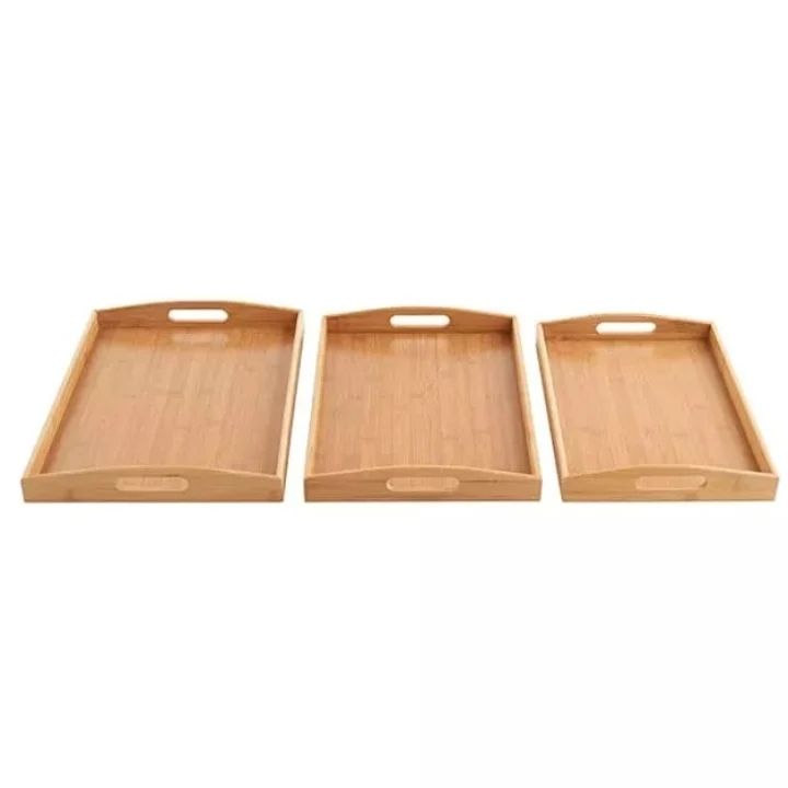 Plateaux de service en bambou multifonctionnels 3 pièces
