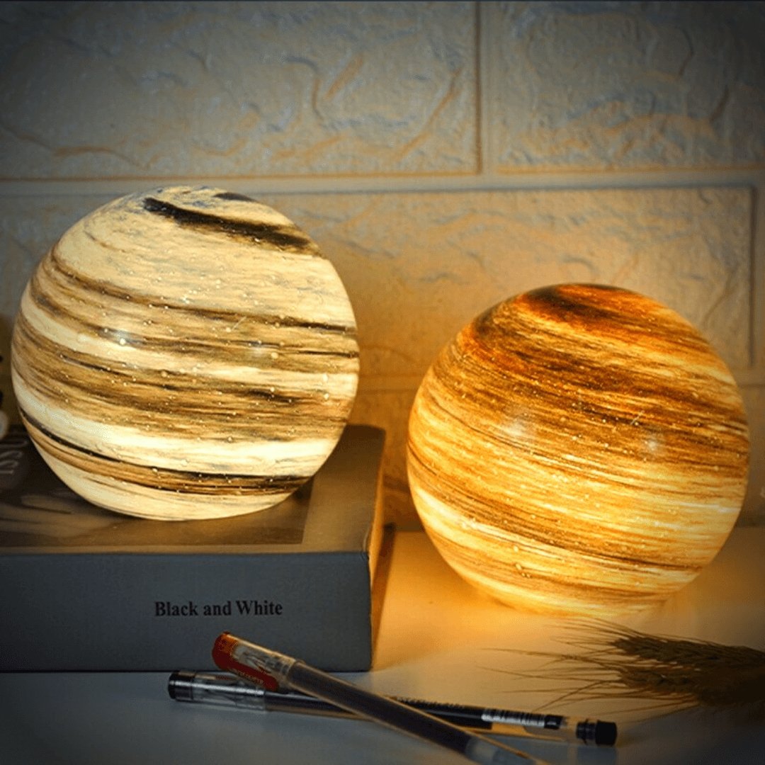 Floroux Lunar Floor Lamp | Elegant LED Glass Lamp | Ambient Light for the Home | Planetary Decoration | USB Charging